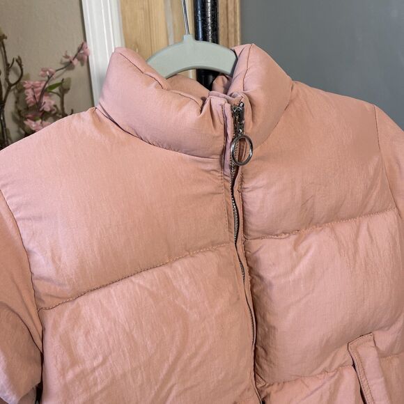 FOREVER 21 GIRLS PUFFER JACKET PINK SIZE 5/6 FULL ZIP - Picture 3 of 7